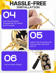 Lucrum mini screwdriver included for simple keychain installation.
