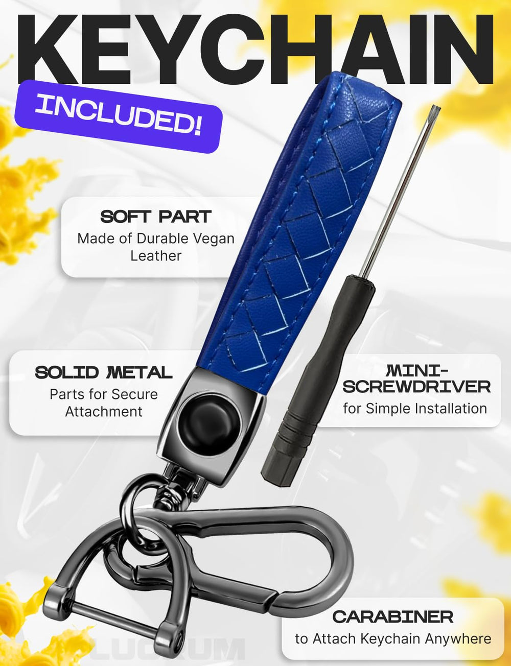 Lucrum matte non-slip finish improves grip on the fob.
