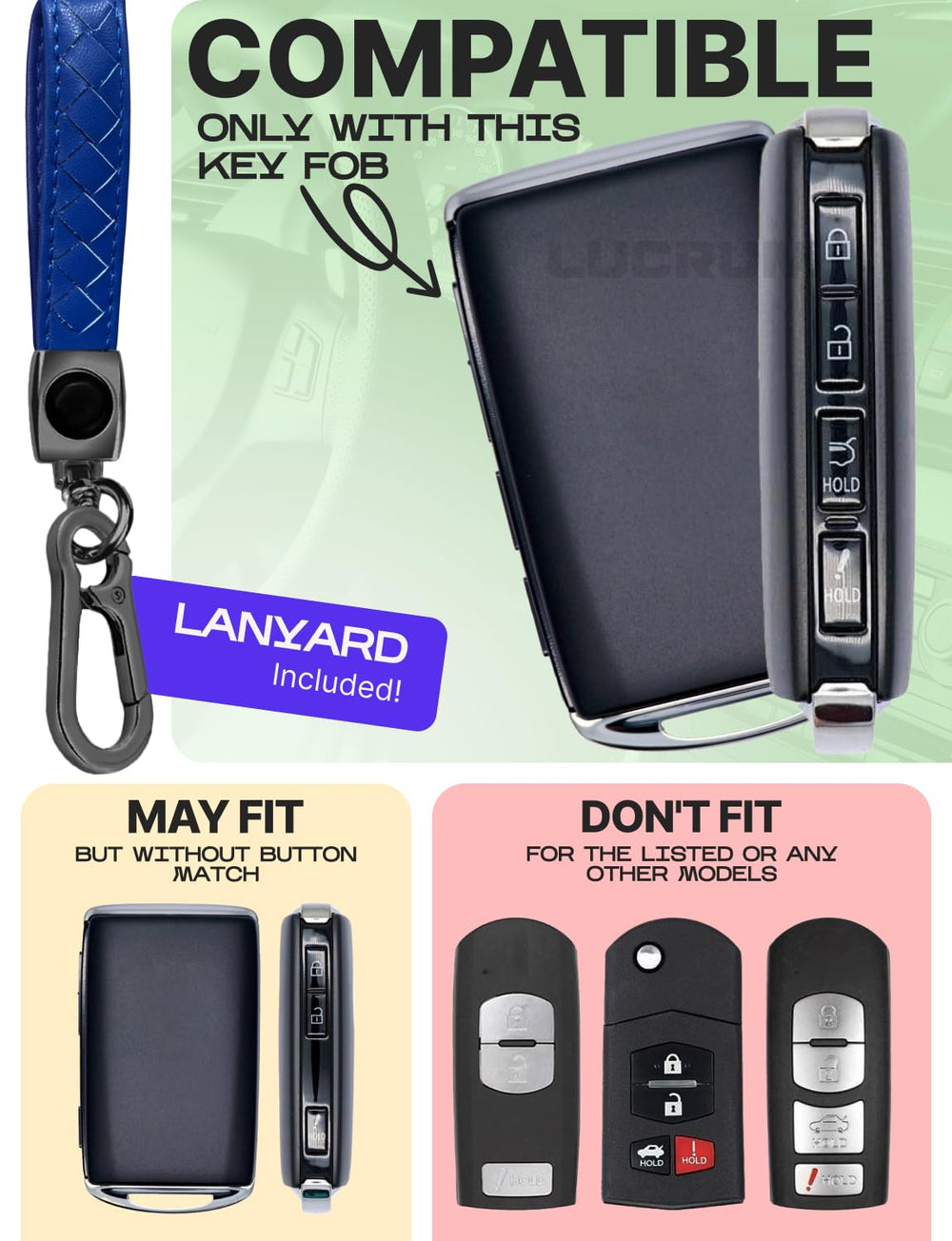 Lucrum TPU key fob case provides full body protection for daily use.