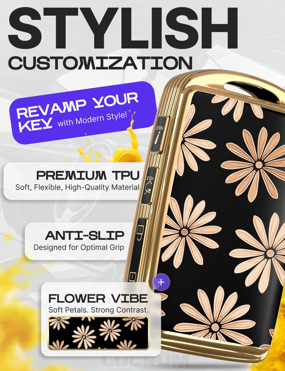 Lucrum TPU keyfob case offers full-body protection with a smooth matte, non-slip grip.