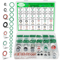 Lucstar 400Pcs AC O-Ring Kit packaging shows a complete sealing set for auto A/C.