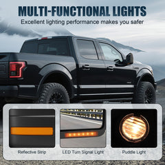 LUCTEND mirror with turn signal and puddle light improves awareness