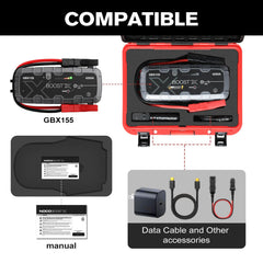 LUGECASE interior layout secures NOCO GBX155 and accessories for quick access