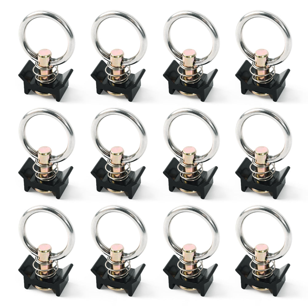 Round ring connects to straps for quick, secure tie-downs