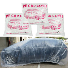 LuliKa clear car cover showing elastic front and rear bottom for secure fit.