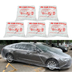 LuliKa disposable car cover with clear film protects car from rain and dust