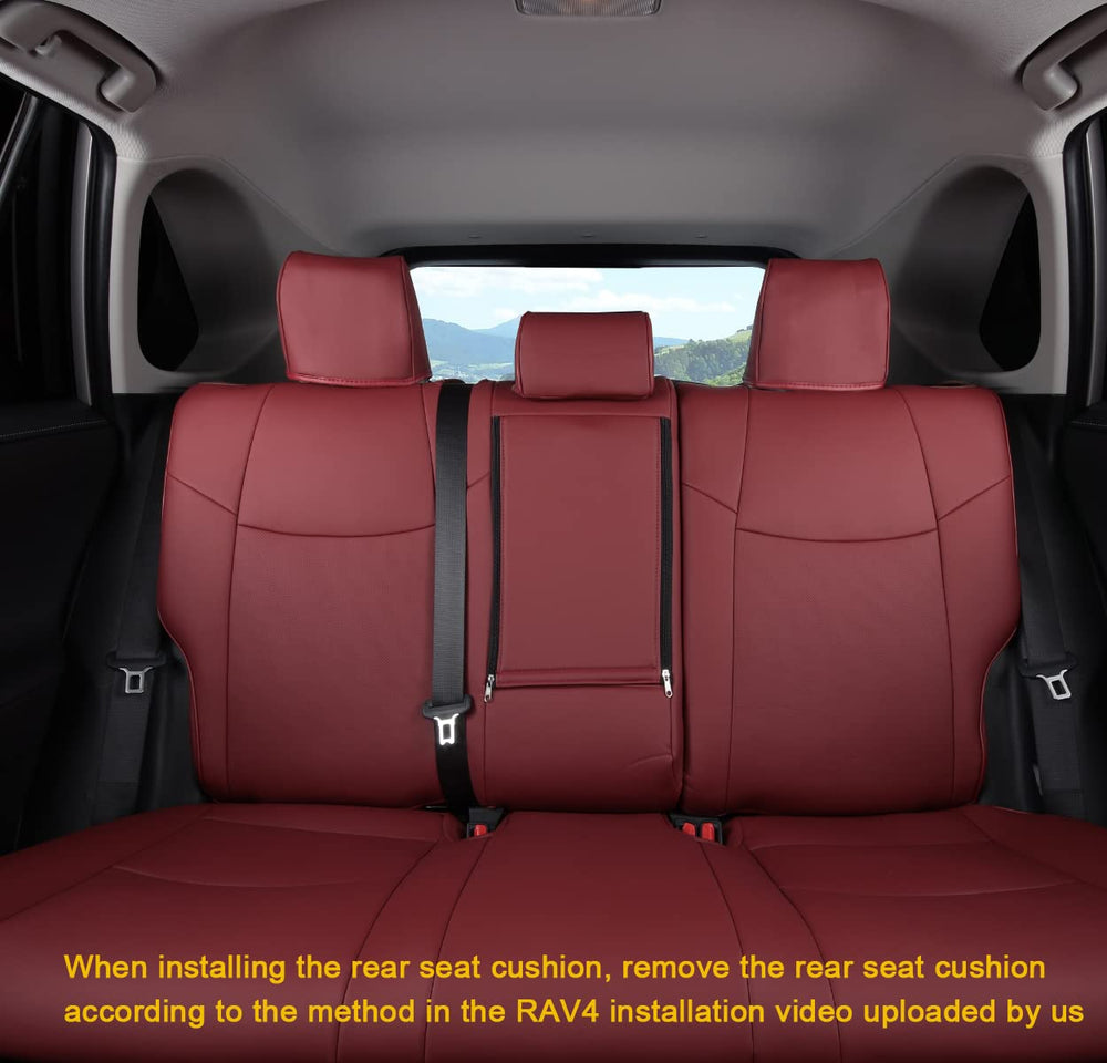 LuLuDa wine red seat cover side profile shows airbag safe fit