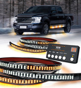 LUMENIX 2pcs 70-inch emergency strobe strip mounted on a truck for high visibility.