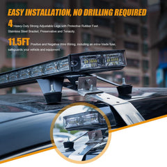 Adjustable mounting bracket and long wiring on the LUMENIX beacon for flexible installation.