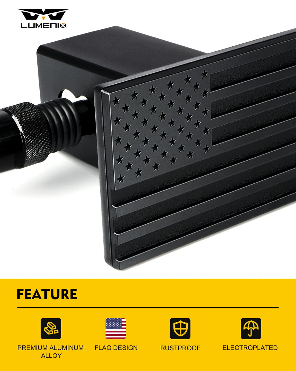 LUMENIX aluminum surface with textured metal finish for durability.