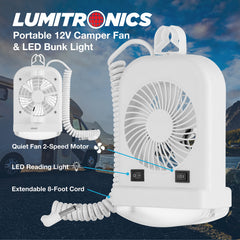 Two-speed fan provides quiet cooling for camping trips