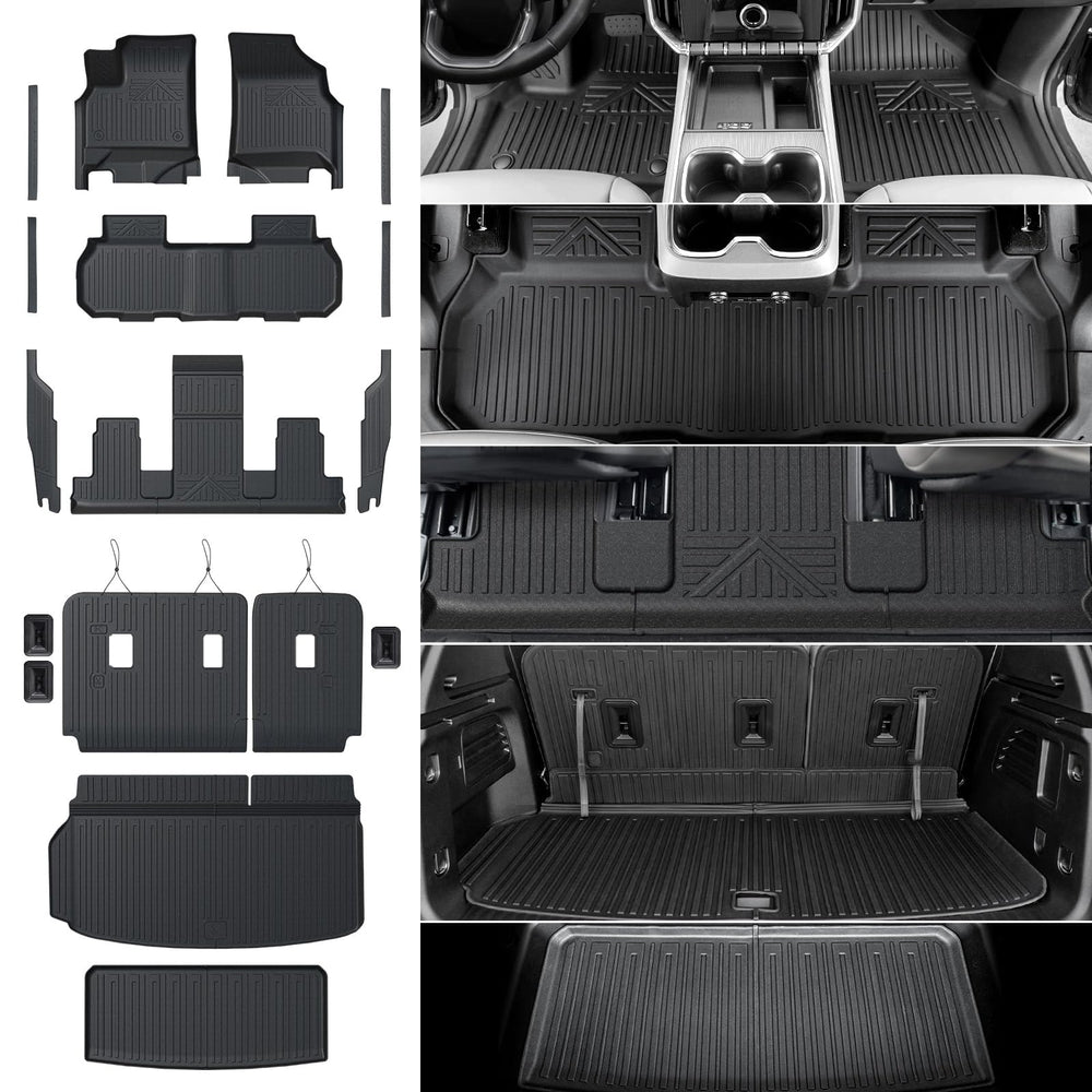 LUMWAY GMC Acadia floor mats with full coverage and secure buckles for stable installation.