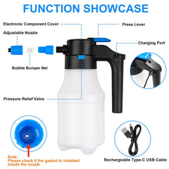 Luney foam sprayer on charge with USB charging indicator