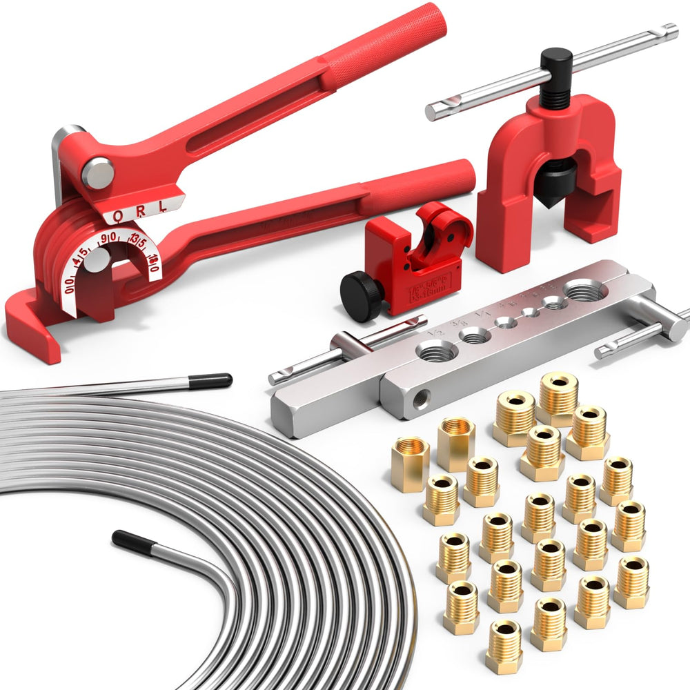 Luney brake line kit 25ft with fittings—rust-resistant zinc-plated system.