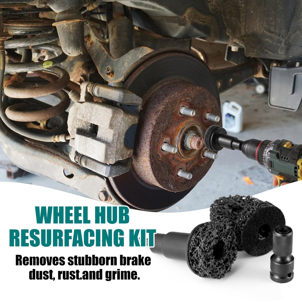 Lunhans wheel hub cleaner in action cleans around bolts for flush seating.