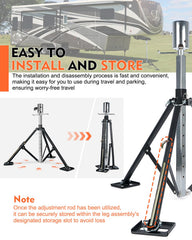Lupar stabilizer folded for compact storage in an RV