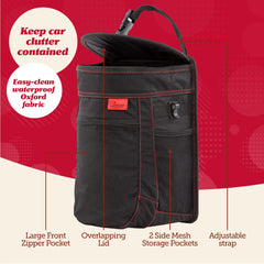 Lusso Gear car trash can removable liner makes cleanup quick after journeys.