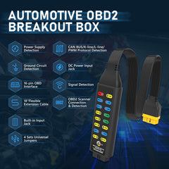 LUTIFIX OBD2 Breakout Box cables and clips for secure, flexible testing setups