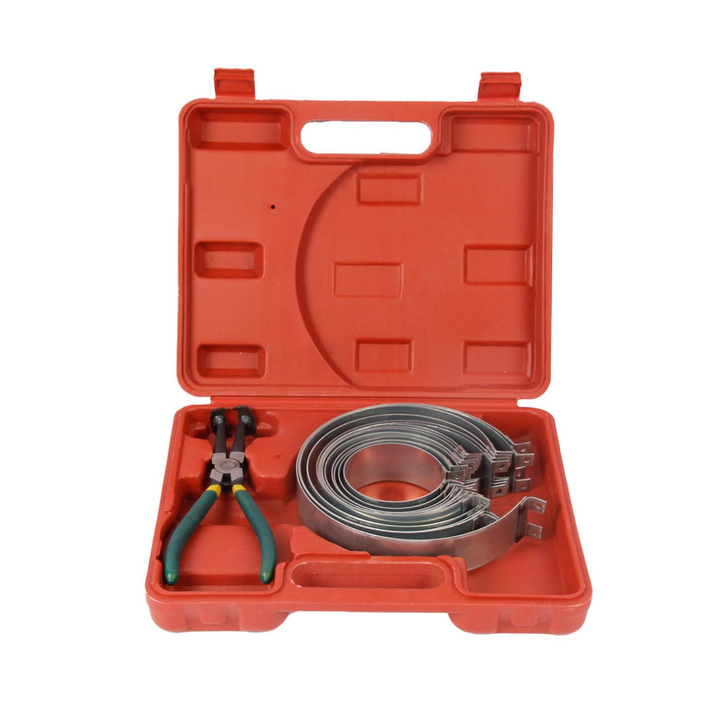 LUTIFIX piston ring compressor tool in use for precise engine assembly.