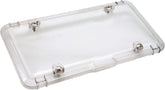 Luxe Shield premium clear license plate cover front view, showcasing durable polycarbonate protection.