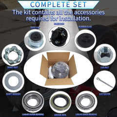 LUXTRKSTO spindle nuts, washers, and dust cap enable a complete install.