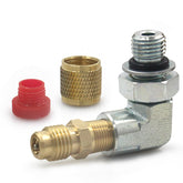 LVOUP Ford Powerstroke 7.3 fuel pressure adapter enables quick test port access.