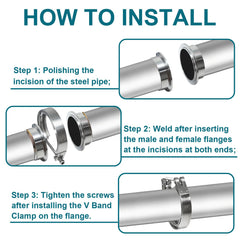 LWNWPPER 304 stainless steel V Band Clamp resists rust in tough environments.