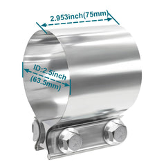 LWNWPPER Exhaust clamp with 75mm strap ensures even pressure and seal.