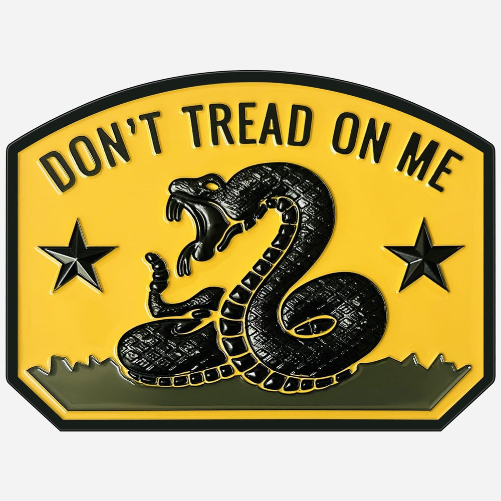 LWQLZY Gadsden emblem front view with bold 3D rattlesnake for striking vehicle display