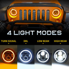 LX-LIGHT 4-inch LED fog lights with white DRL halo ring for enhanced visibility.