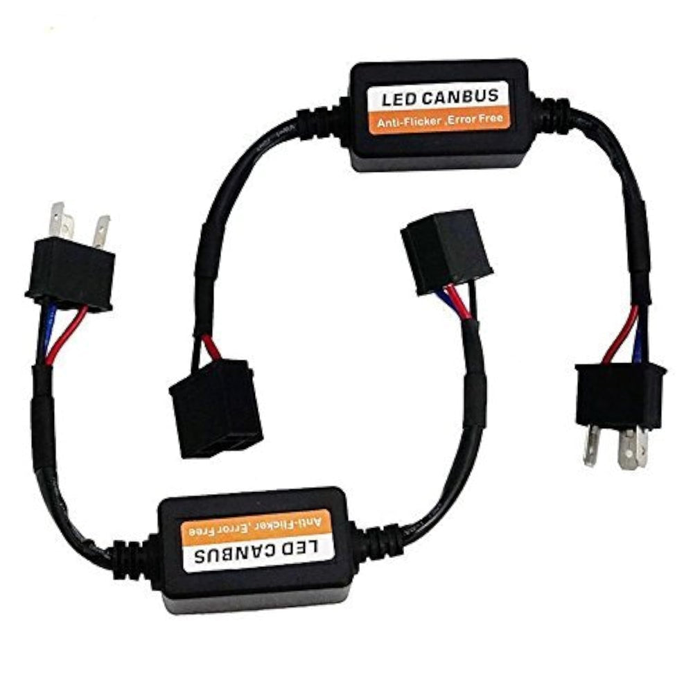 LX-LIGHT H4 anti flicker harness front view reduces headlight flicker for Jeep Wrangler