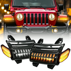 LX-LIGHT smoke lens fender lights for Jeep Wrangler JL/JT with DRL.