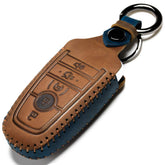 LYGKMU Ford key fob cover brown front view highlights grip and protection