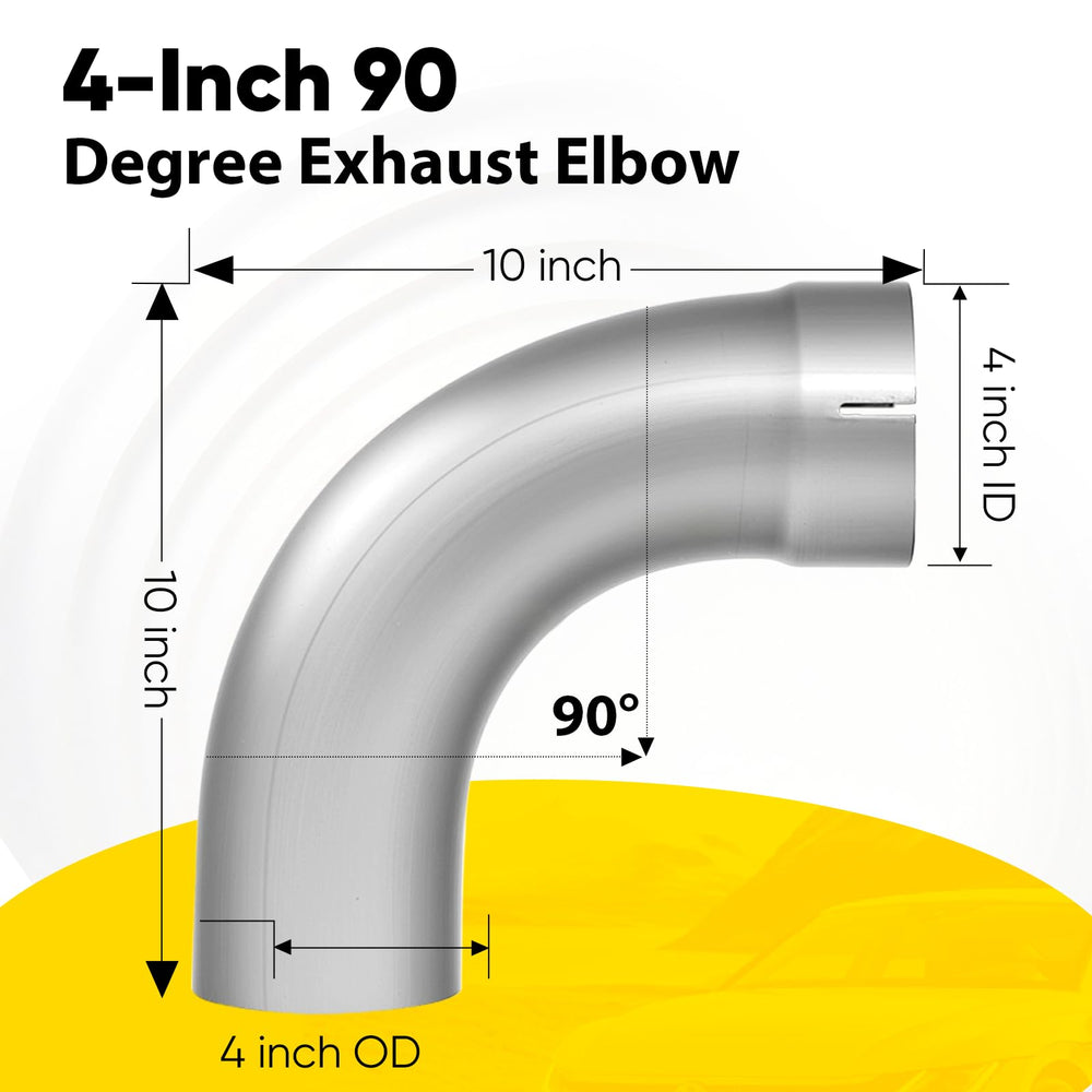 LYLCDDP exhaust 90 degree tube inner view demonstrates precise 4 inch diameter fit.