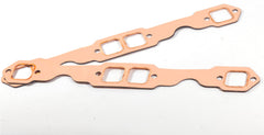 LYNSHINE copper header gasket square-port installation demonstrates precise fit for SB Chevy engines