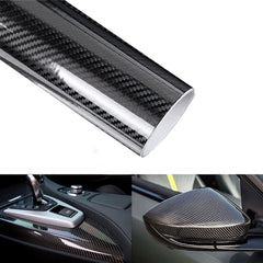 Lypumso carbon fiber vinyl wrap in gloss black enhances exterior surfaces with a real-looking finish.
