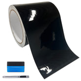 LZLRUN high-gloss vinyl wrap kit demonstrates a 3in x 30ft roll for chrome delete.