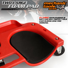 M-AUTO knee creeper in workshop demonstrates portable kneeling solution.