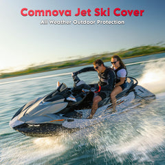 Comnova Jet Ski Cover offers all-season protection for outdoors, trailers, or docks.