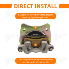 M MATI alloy piston close-up on rear brake caliper showing robust braking performance.