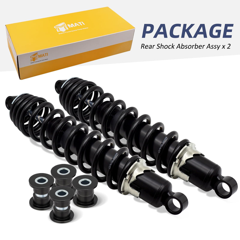 Secure packaging by M MATI protects the rear shock set during shipping.