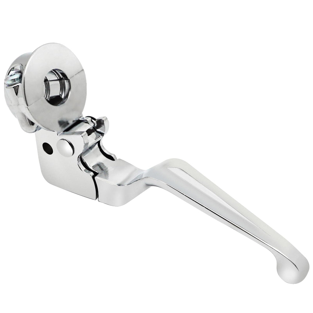 M MATI chrome clutch lever perch on Harley Fat Boy enhances lever feel for smoother shifting