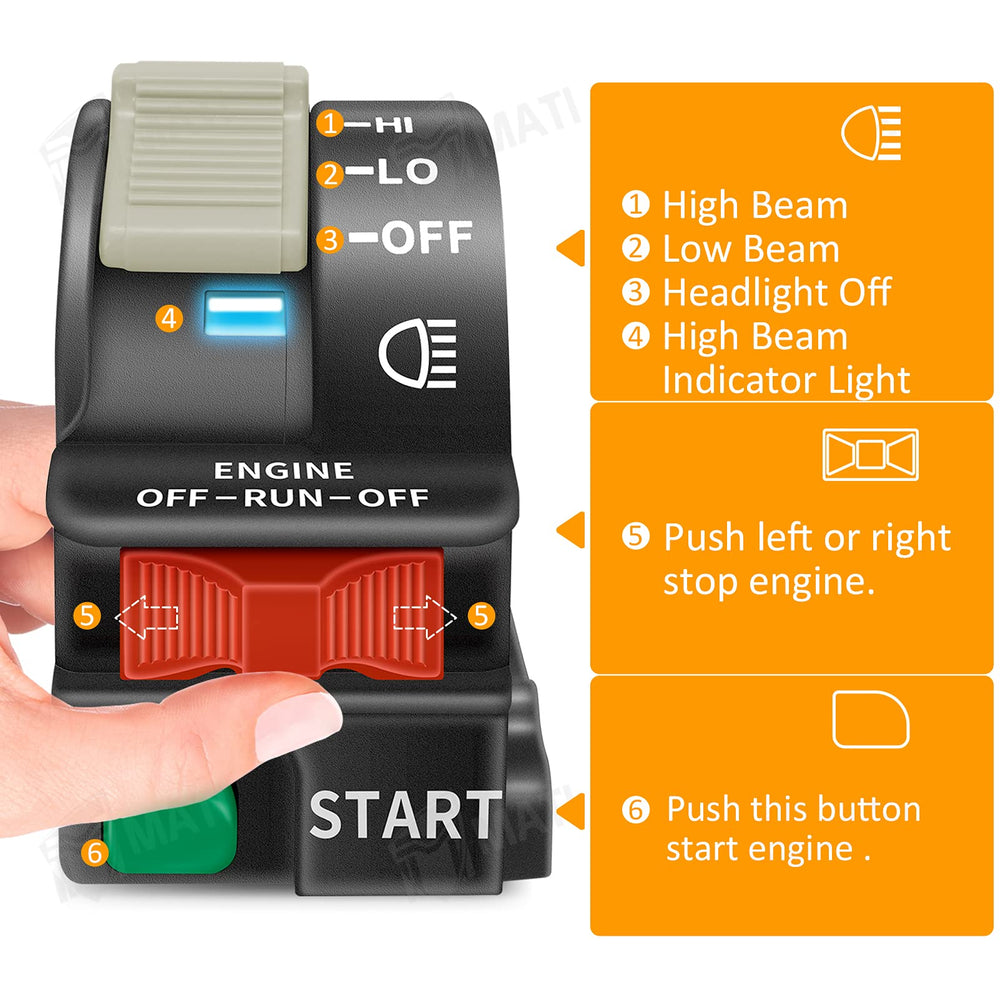 M MATI headlight HI LO switch for Polaris improves lighting modes