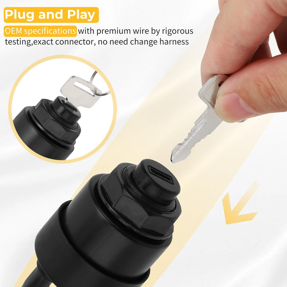 M MATI ignition switch plug and harness demonstrates plug-and-play compatibility.