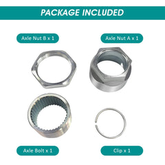 M MATI four-piece packaging for Honda ATV axle kit.