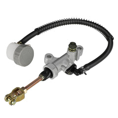 M MATI rear foot brake master cylinder for Yamaha Warrior, side view highlighting fitment.