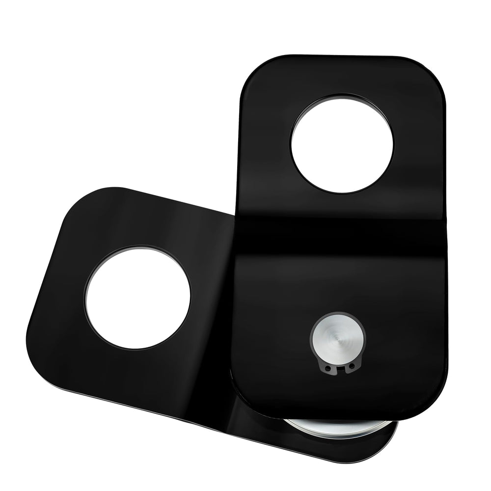 M MATI snatch block side view showing rugged black finish for heavy towing
