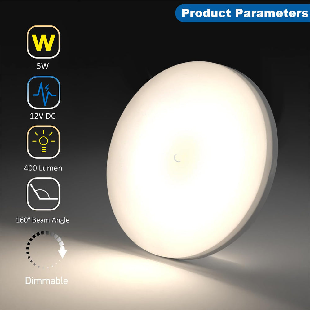 M MayJazz RV light back panel aluminum design improves heat dissipation for longevity.