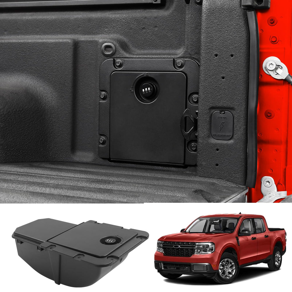 Mabett bed cargo bin on left side fits Maverick XL for organized storage.