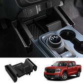 Mabett center-console shifter tray for Maverick keeps essentials within reach.